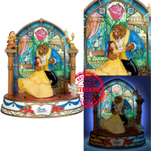 The Bradford Exchange Hawthorne Village Division Beauty and The Beast Sculpture with LED Illumination Stained Glass