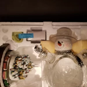 Thomas Kinkade White Christmas Snowman Motion Train Lights Bradford Crystal COA