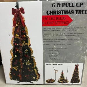 Bradford Exchange Thomas Kinkade Pre Lit Pull Up Christmas Tree Decorated 6ft