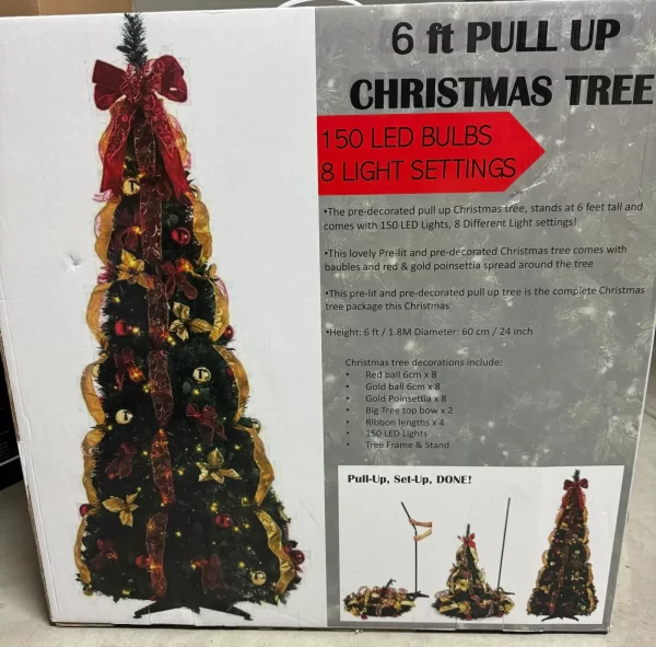 Bradford Exchange Thomas Kinkade Pre Lit Pull Up Christmas Tree Decorated 6ft