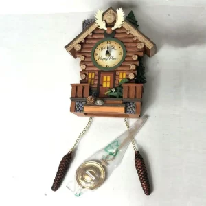 Log Cabin Illuminated Wall Clock With Wilderness Sounds