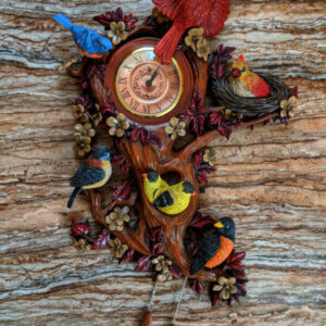 Treetop Chorus Singing Songbird Sculptural Wall Clock Sculpture No A3692