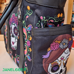 Sweet Spirits Faux Leather Tote Bag With Sugar Skull Charm