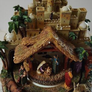 Thomas Kinkade Following The Star Nativity Musical Sculpture With Motion Lights