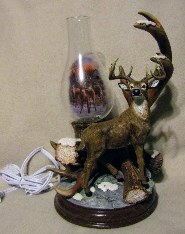 Darrell Bush Out Of The Clearing Illuminated Deer Sculpture 12 Inch Heigh