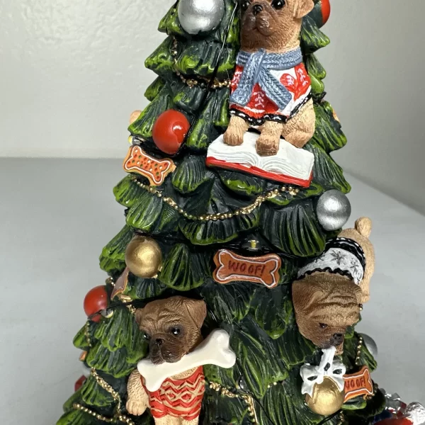 Bradford Exchange Yorkie Holiday Tree Figurine Light Feature Making Spirits Bri