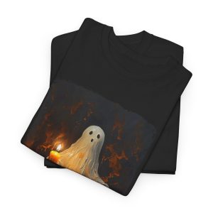 Cute Ghost Holding Candle Funny Halloween Gothic Vintage T-Shirt