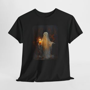 Cute Ghost Holding Candle Funny Halloween Gothic Vintage T-Shirt