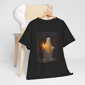 Cute Ghost Holding Candle Funny Halloween Gothic Vintage T-Shirt