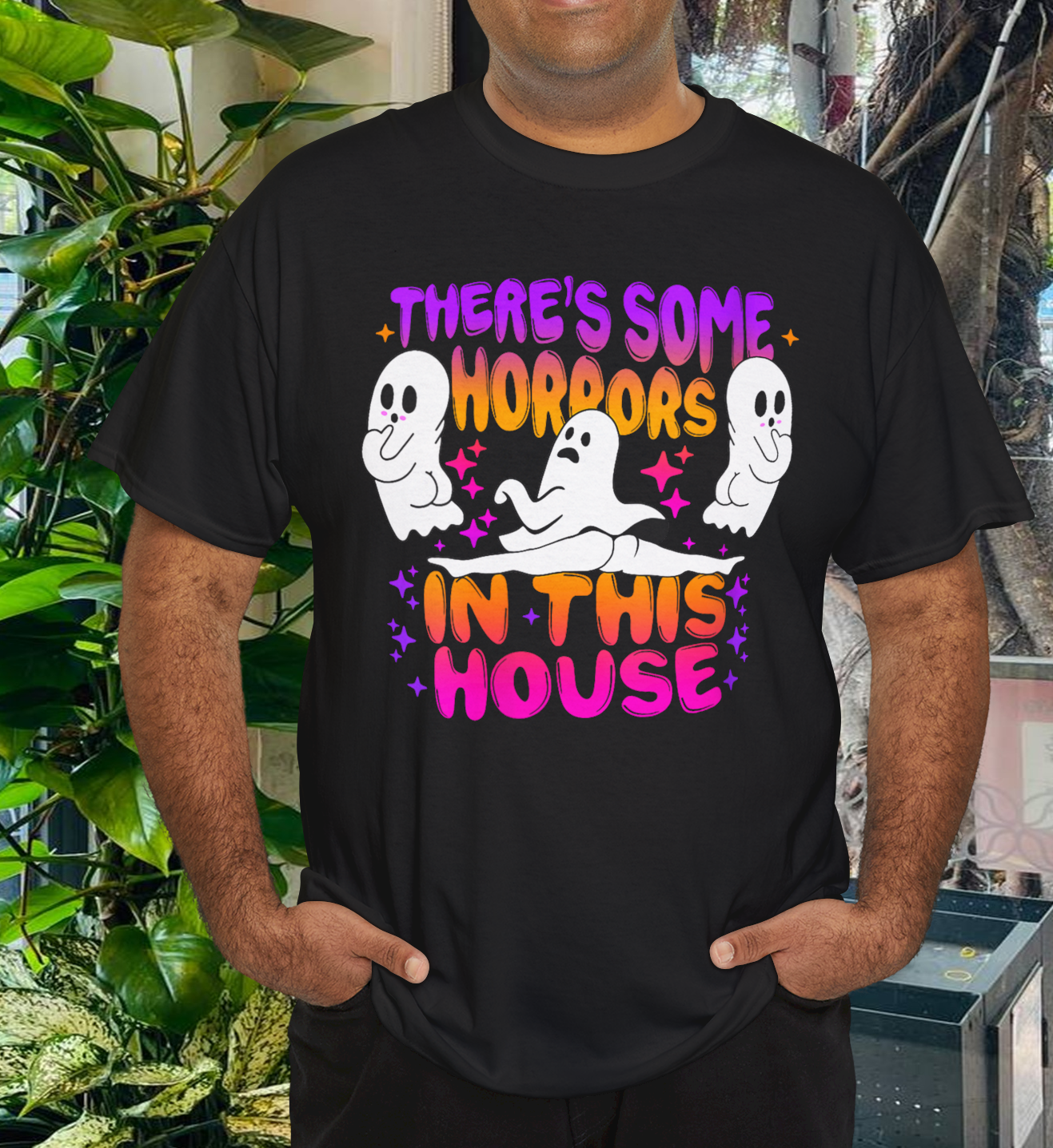 There's Some Horrors In This House Spooky Ghost Halloween T-Shirt There's Some Horrors In This House Spooky Ghost Halloween T-Shirt