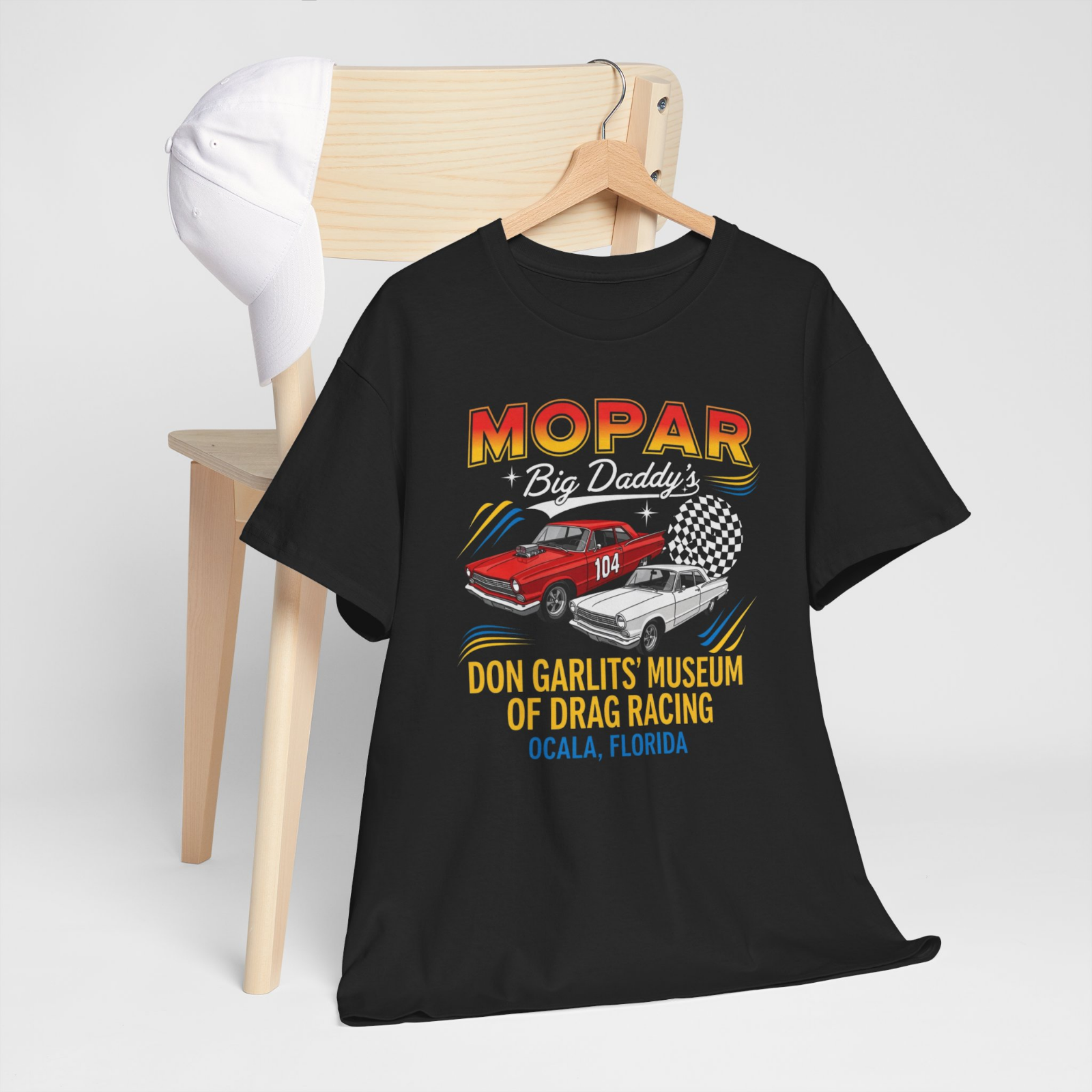 MOPAR BIG DADDY'S DON GARLITS MUSEUM OF DRAG RACING OCALA FL MEN'S T-SHIRT MOPAR BIG DADDY'S DON GARLITS MUSEUM OF DRAG RACING OCALA FL MEN'S T-SHIRT