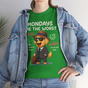 Mondays Are The Worst Funny Dog Business Suit Coffee Lover Work Humor T-Shirt