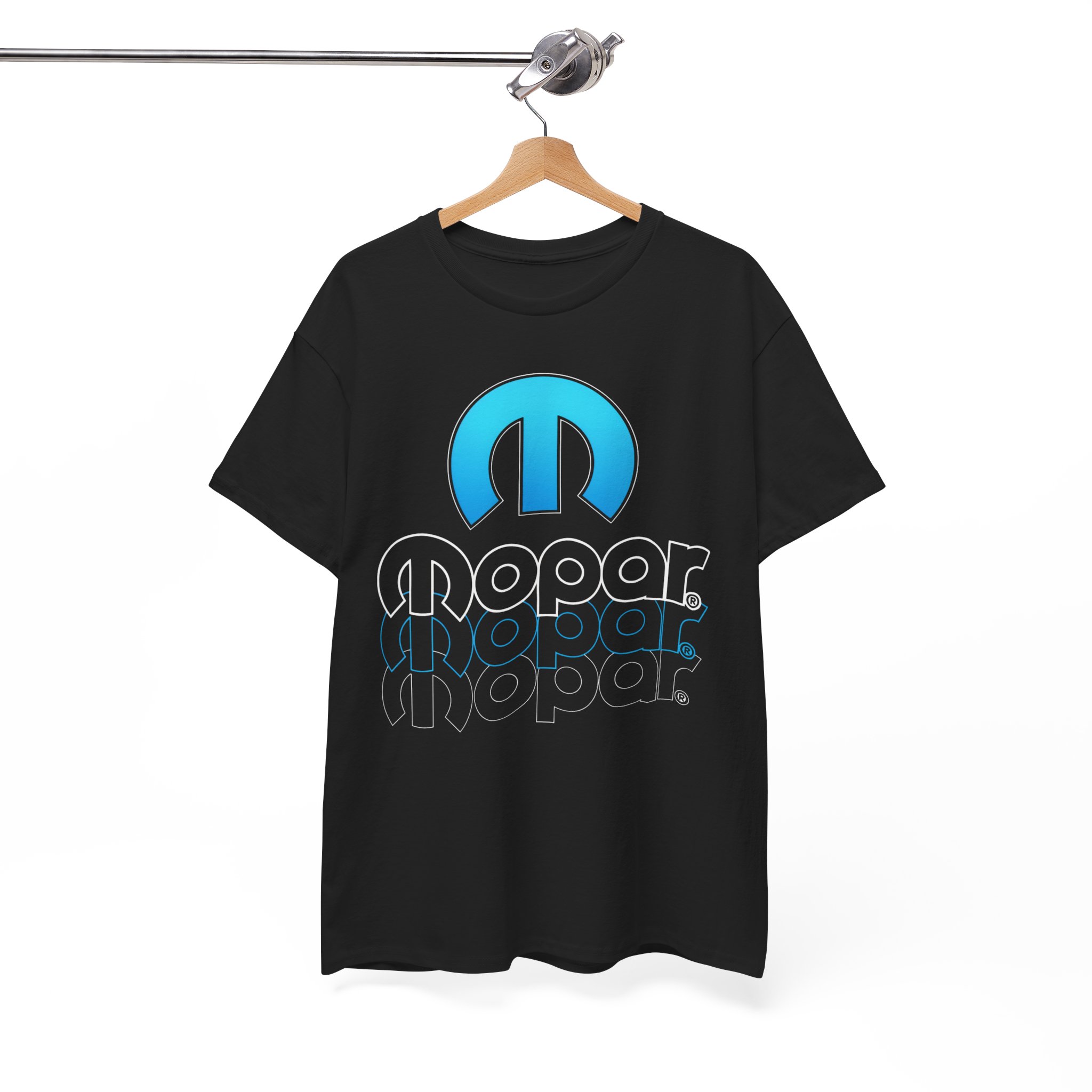 Mopar Emblem & Three Color MOPAR Script Black T-Shirt Mopar Emblem & Three Color MOPAR Script Black T-Shirt