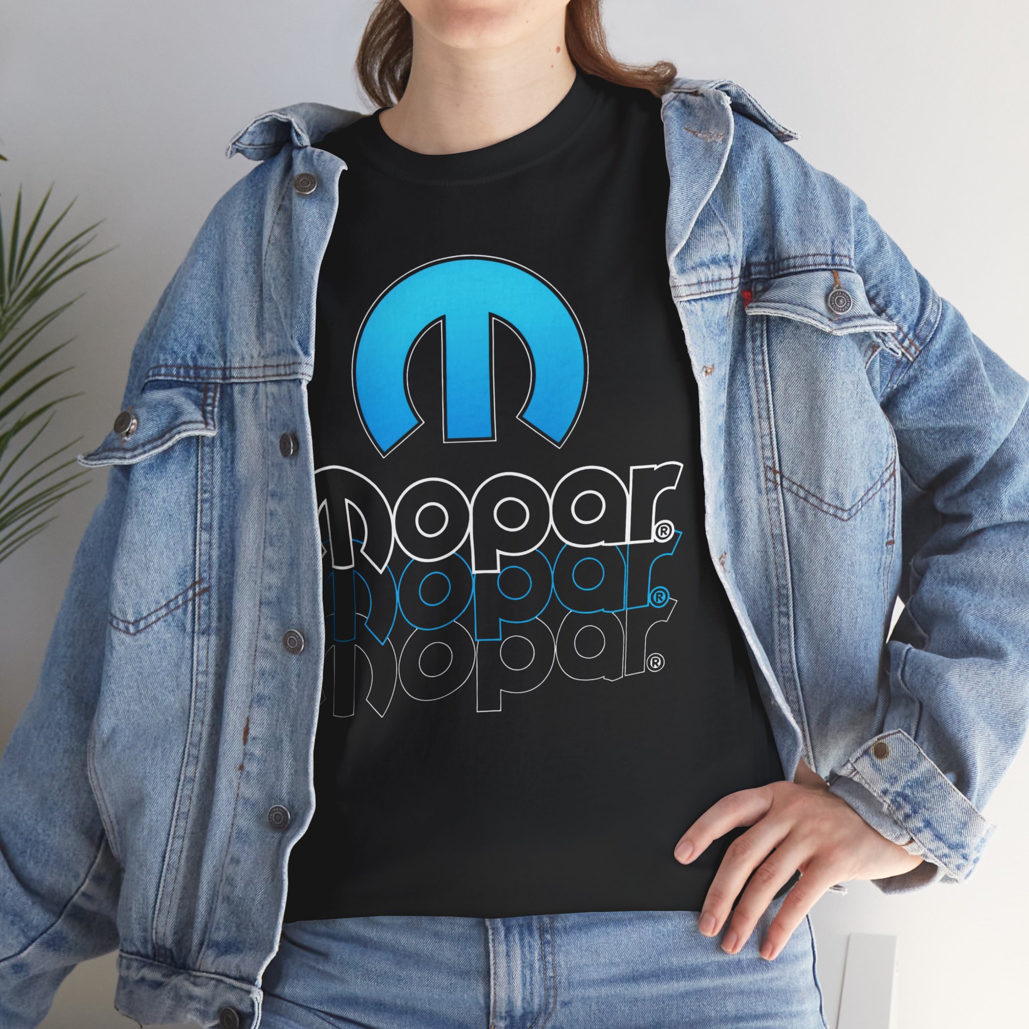 Mopar Emblem & Three Color MOPAR Script Black T-Shirt Mopar Emblem & Three Color MOPAR Script Black T-Shirt