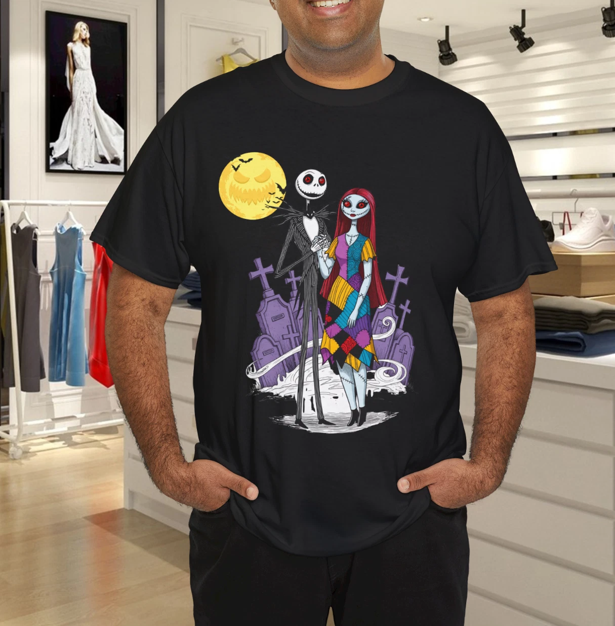 Nightmare Before Christmas Jack & Sally Fleece T-Shirt Nightmare Before Christmas Jack & Sally Fleece T-Shirt